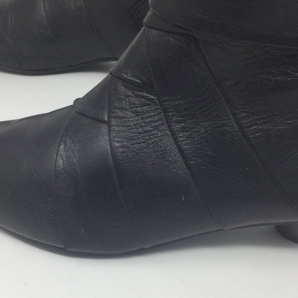 JOSEF SIEBEL Black Leather Fold Over Ankle Boots 39